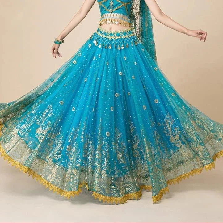 Women's Bollywood Belly Dance Costume – Large Swing Skirt Performance Outfit