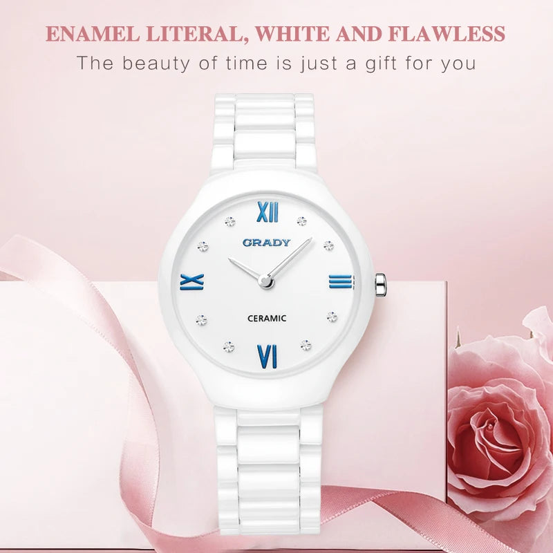 Luxury Ceramic Women's Watch - Fashion Quartz Wristwatch for Ladies