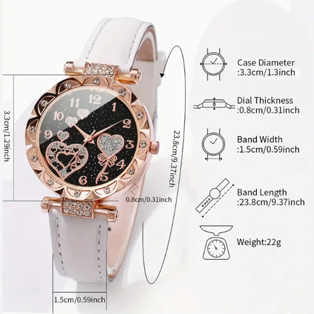 4-Piece Women's Shiny Rhinestone Quartz Watch & Faux Pearl Jewelry Set | Elegant Gift for Mom or Her