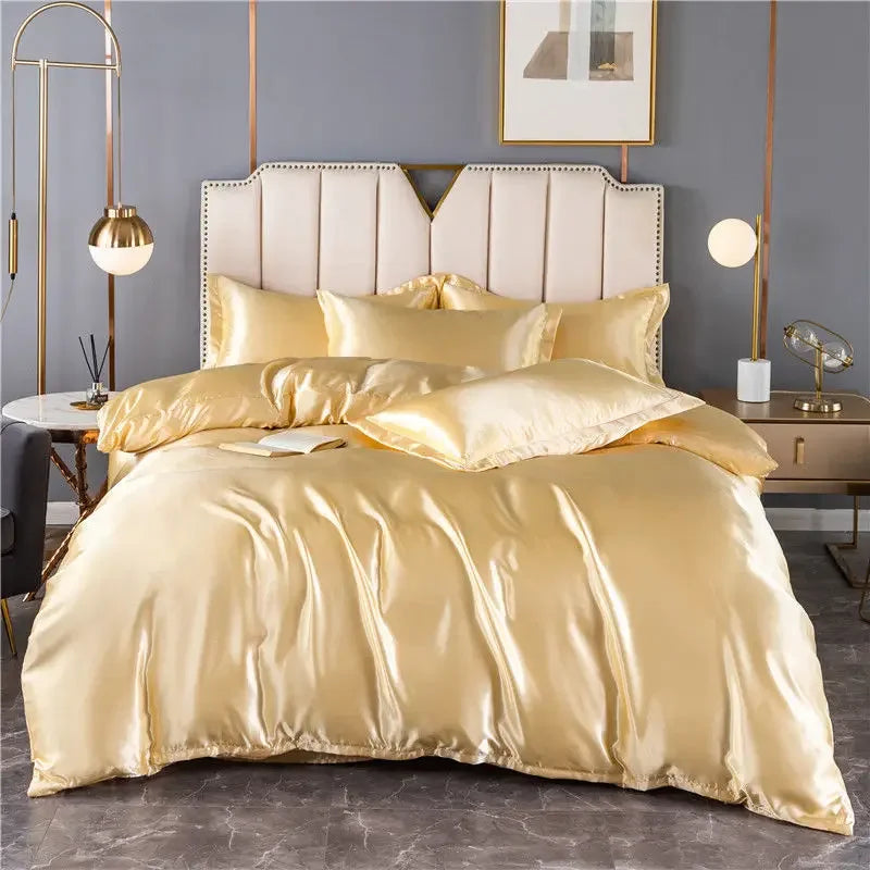 100% Mulberry Silk Bed Set Queen King Duvet Cover Fitted Sheet Pillowcase Luxury Sets