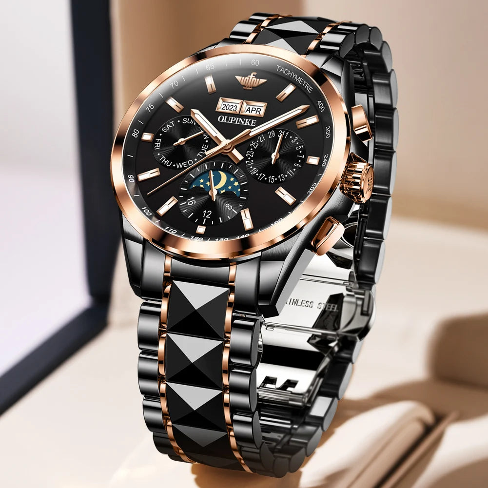 OUPINKE Luxury Automatic Watch for Men - High-quality Waterproof Mechanical Wristwatch