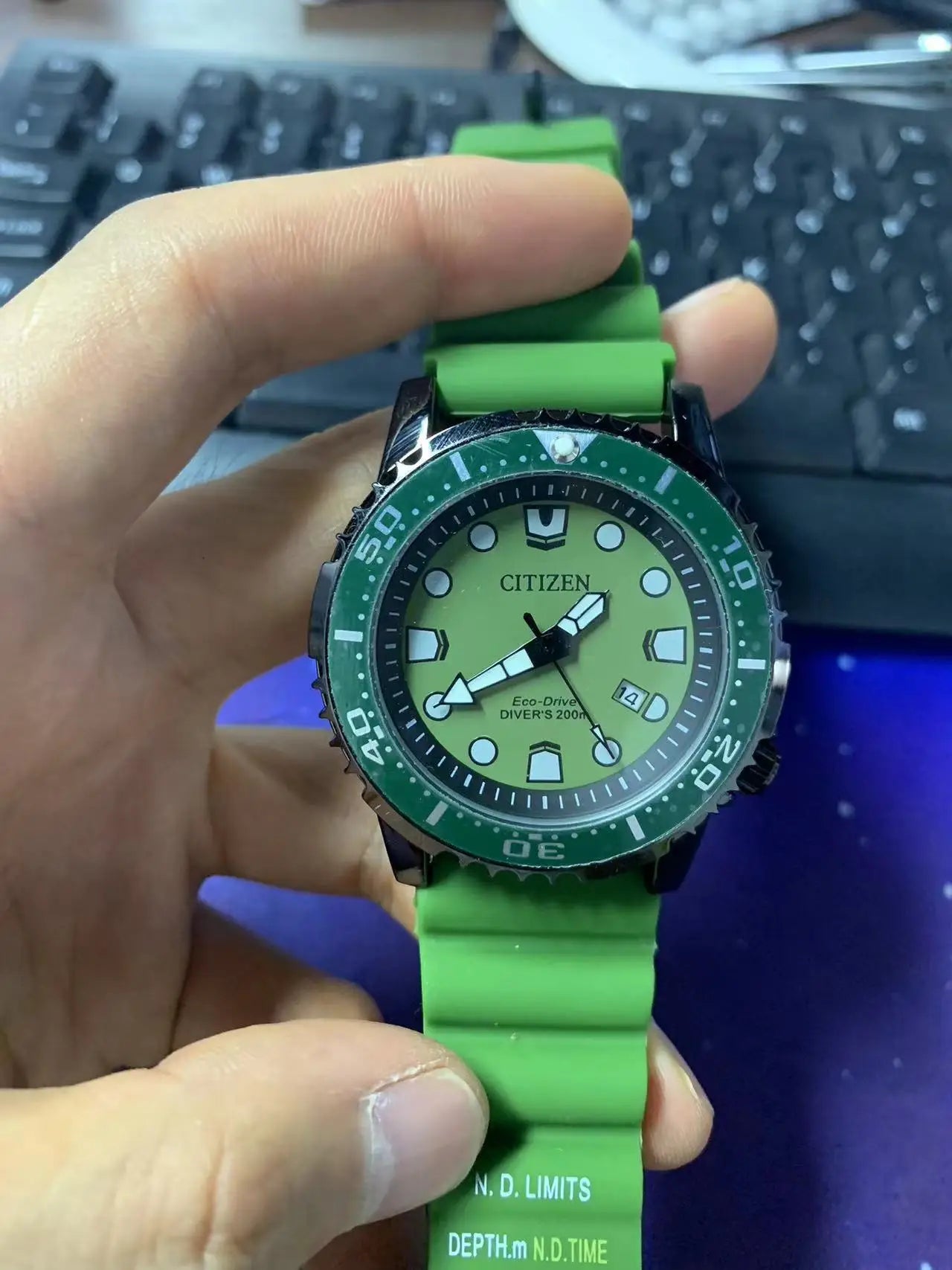 Citizen BN0150 Eco-Drive Sport Watch for Men | Waterproof Fashion Design | Auto Date | Silicone Strap | Quartz Movement green