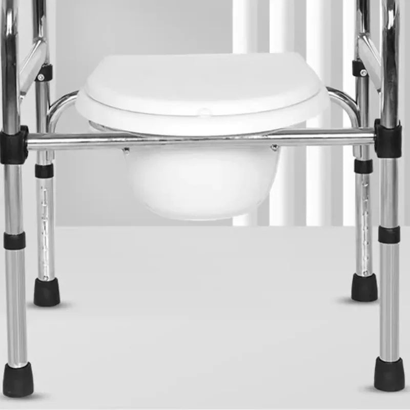 Portable Bedside Potty & Shower Chair for Adults – Foldable Bathroom Stool with Handrails