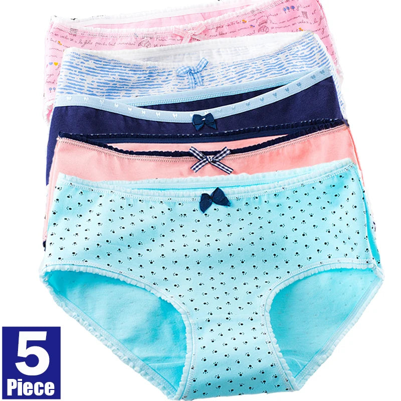 New 5Pcs/Lot Women's Panties Cotton Underwear Plus Size Girls Briefs Calcinha Sexy Lingerie Ladies Panty Female Print Underpant 9