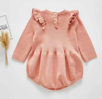 Spring Baby Clothes Girls Romper Autumn Long Sleeve Baby Girl Knit Hollow Out Rompers Baby Jumpsuit Baby Clothes B93H36 Pink