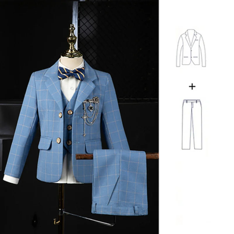 Boys' Wedding Suit | Kids' 4-Piece Formal Tuxedo Set with Blazer, Vest, Pants, & Bowtie | Children's Photography & Performance Costume JACKET PANTS