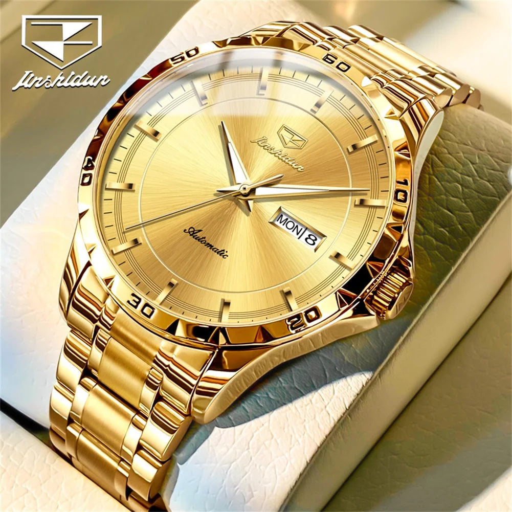 Top Brand Men's Watches Fully Automatic Mechanical Watch Waterproof Calendar Fashion Wristwatch All gold United States