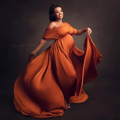 Maternity Photography Silk Gown Chiffon Cloak Dress for Baby Showers Cloak 4 One size