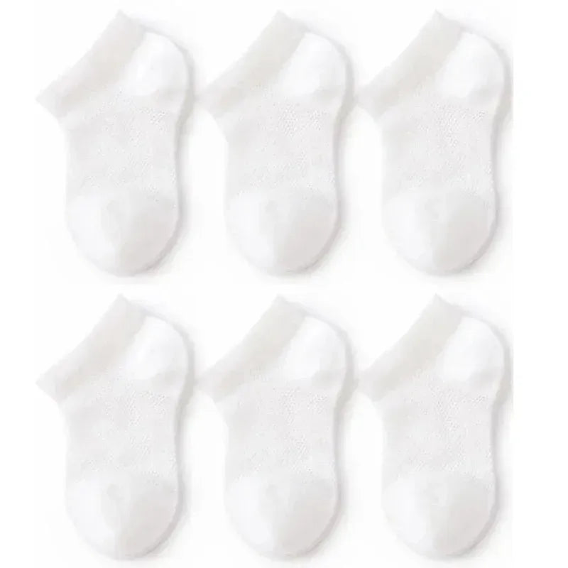 3Pairs/lot Summer Baby Thin Mesh Cotton White Pink Ankle Short Sock for Toddler Kids Boys Girls Breathable Soft Stretch Socks white