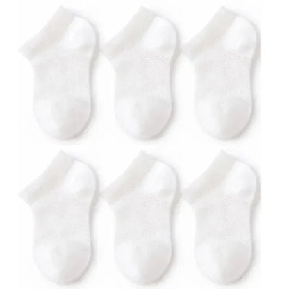 3Pairs/lot Summer Baby Thin Mesh Cotton White Pink Ankle Short Sock for Toddler Kids Boys Girls Breathable Soft Stretch Socks white