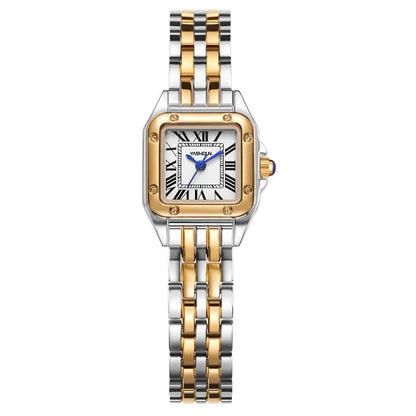 Elegant Rose Gold Square Case Quartz Watch for Women - Classic Roman Numeral Dial Ladies Wristwatch 01