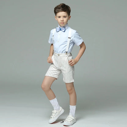 Boys' Formal Suit for Weddings: White Party Blazer, Pants, Baptism Outfit, and Teen Prom Tuxedo Set. shirt shorts bowtie 1