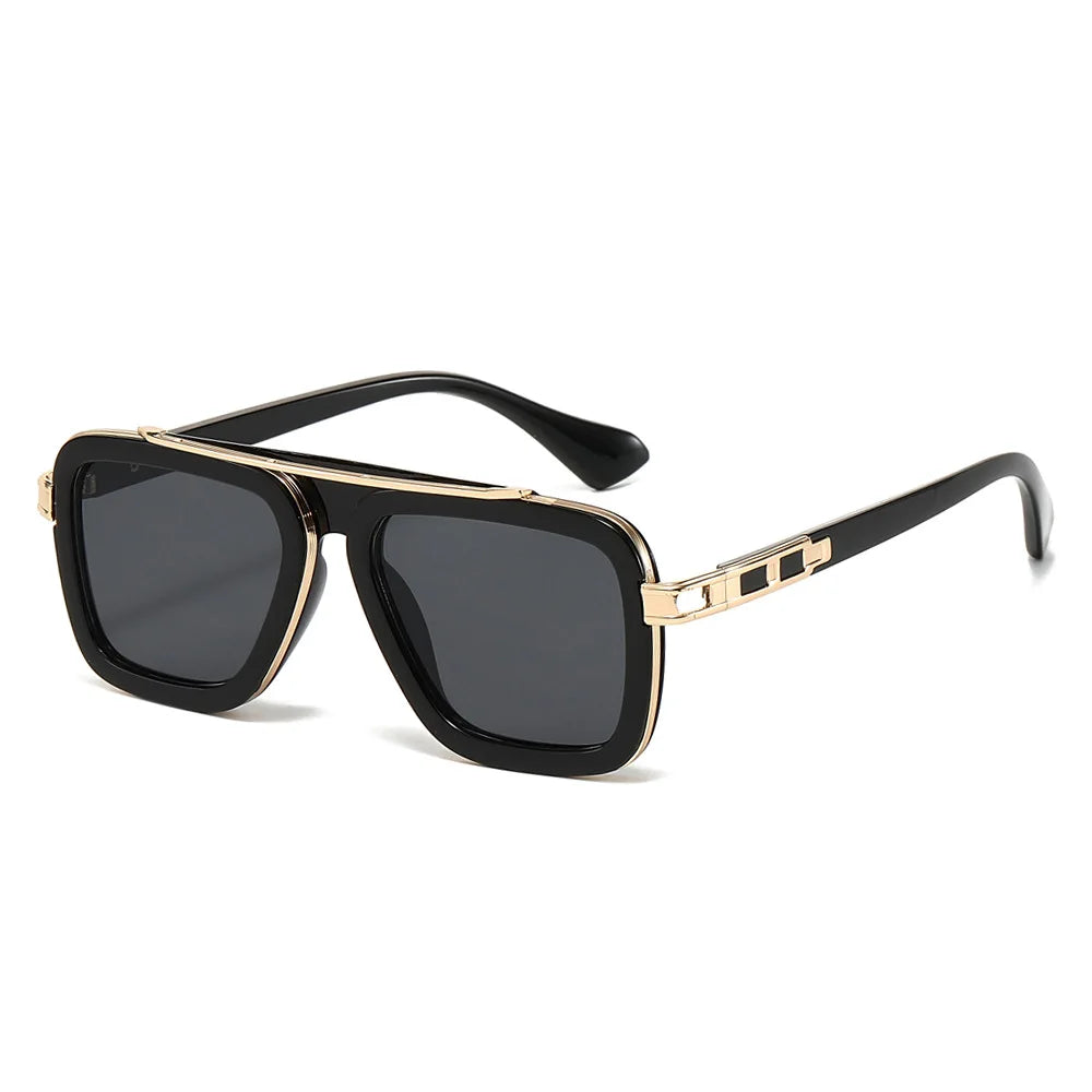 Retro Square Frame Sunglasses for Men - Stylish UV400 Protection Shades C1 Black