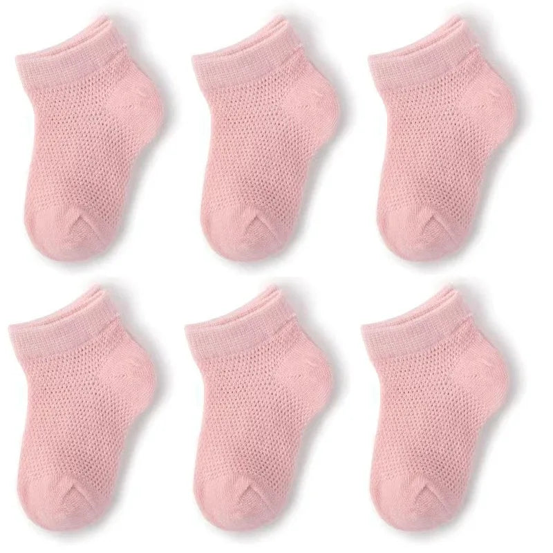 3Pairs/lot Summer Baby Thin Mesh Cotton White Pink Ankle Short Sock for Toddler Kids Boys Girls Breathable Soft Stretch Socks pink