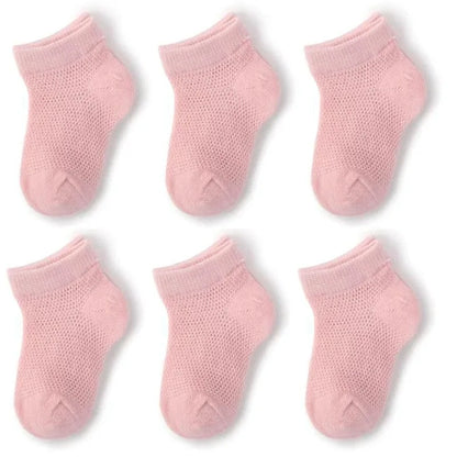 3Pairs/lot Summer Baby Thin Mesh Cotton White Pink Ankle Short Sock for Toddler Kids Boys Girls Breathable Soft Stretch Socks pink