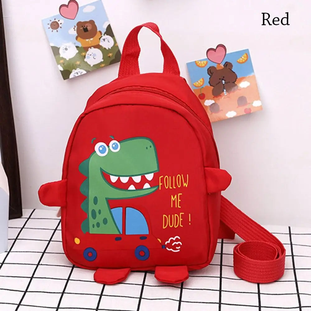 Boys Girls Cartoon Dinosaur Safety Harness Anti-lost Backpacks School Bags Toddler Rucksack Kindergarten Schoolbag red