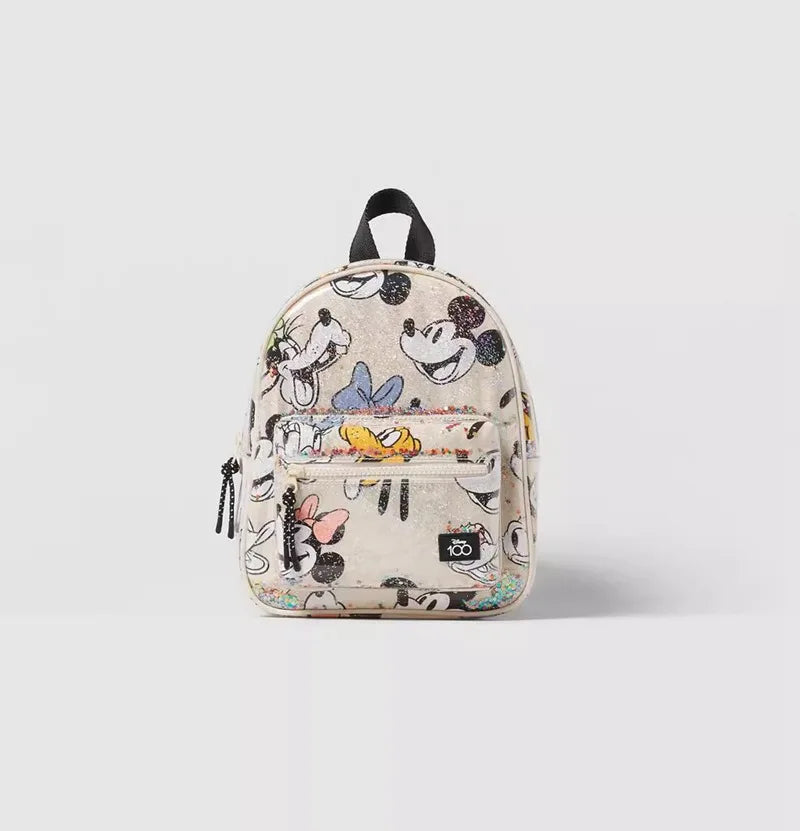 27X21X10 cm Disney cartoon Mickey Mouse New Kids Backpack Mini Schoolbag Girls and Boys Cute Shoulder Bag Creamy-white