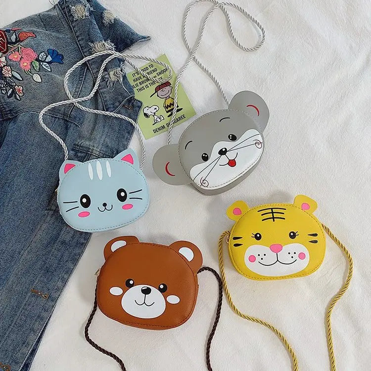 2022 Kids Baby Girls Boys PU Messenger Bag Cartoon Animal Bag Cute Rabbit Snap Shoulder Bag Children's Coin Purse