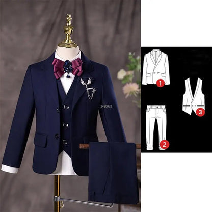 Flower Boys Navy Blue Wedding Suit | Kids Formal Tuxedo Set for Photographs, Birthdays, and Graduation JACKET VEST PANTS