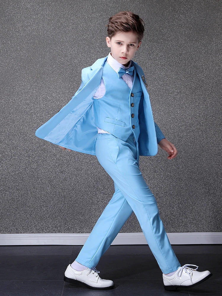 Children's Sky Blue Formal Suit - Flower Boys Wedding Tuxedo for Evening Parties, Graduations, and Special Events