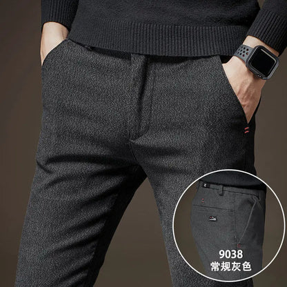 Plus Fleece Thicken Men's Casual Sport Pants Streetwear Fashion Autumn Winter New Male Clothing New Solid Full Straight Trousers