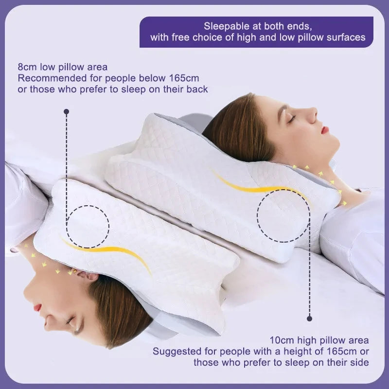 KEMOKO 2-in-1 Butterfly Memory Foam Cervical Pillow | Ergonomic Orthopedic Neck & Shoulder Pain Relief