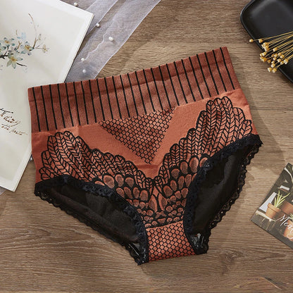 Leak Proof Menstrual Period Panties Briefs High Waist Butt Lifter Polyester Graphene Panties Seamless Underwear for Women red brown 40-87kg 1pc