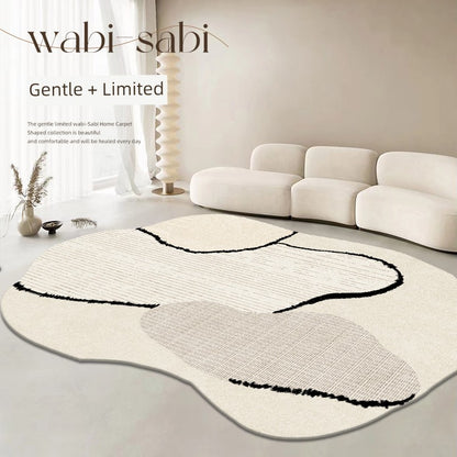 Special-Shaped Ruffle Asymmetrical Carpet | Bedroom & Living Room | Washable, Erasable, Loop Velvet Design Wen Wan -16955 180*250cm (suitable for small and medium-sized living room)