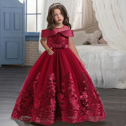 Flower Girl Communion Dress | Embroidered Princess Wedding Ball Gown as picture 3