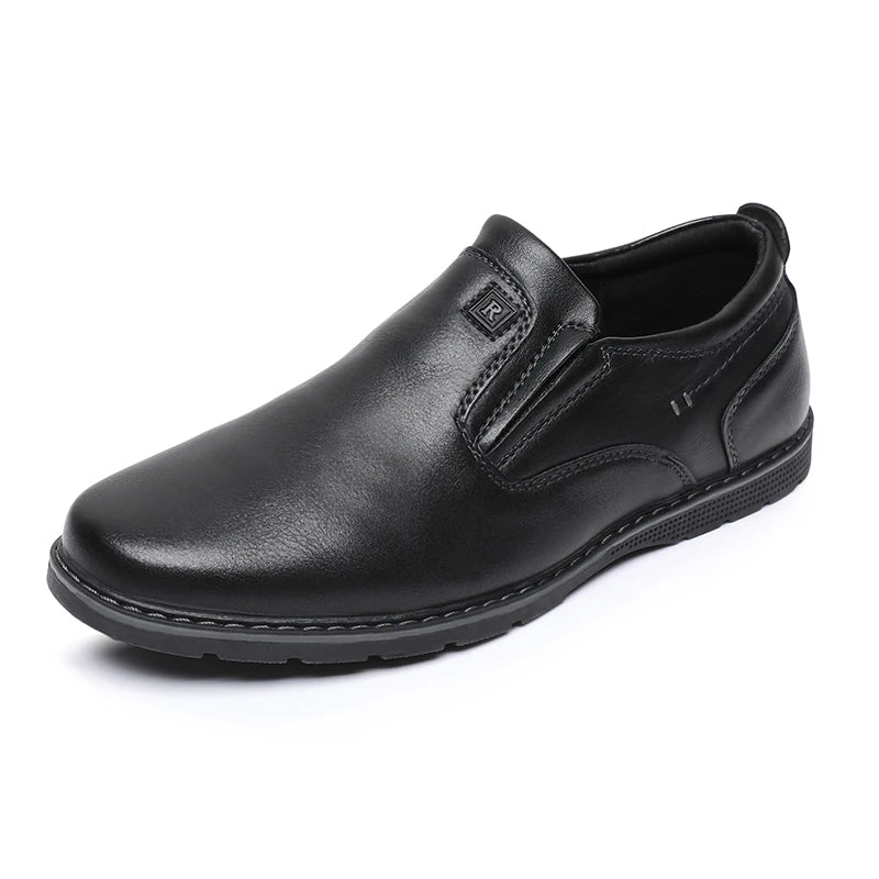 Children's Black Leather School Shoes - Cowhide Spring & Autumn Breathable British Style Shoes for Boys & Girls B1960-Black-1