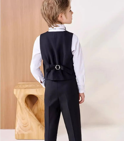 Flower Boys Formal Tuxedo Suit - Kids Wedding Ceremony Blazer Costume for Teens - Party & Photography Performance Outfit