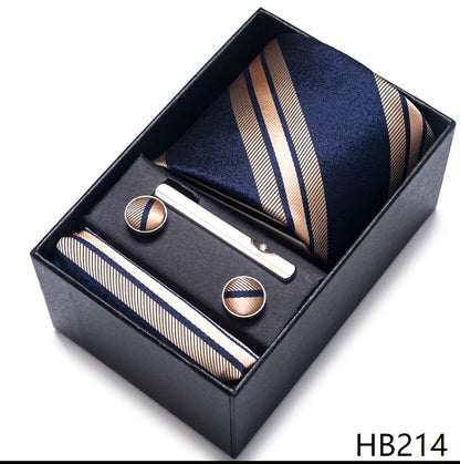 Mix Colors Wedding Gift Tie & Pocket Squares Set – 2023 New Style Necktie Box with Blue Paisley Design HB214