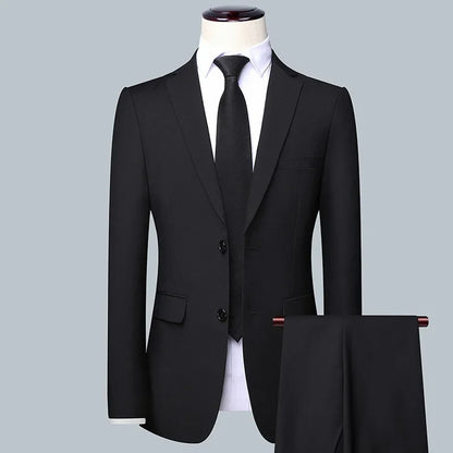 High Quality 3-Piece Suit Set for Men - Blazer, Waistcoat, and Trousers | Slim Fit Business & Interview Attire black-2pc