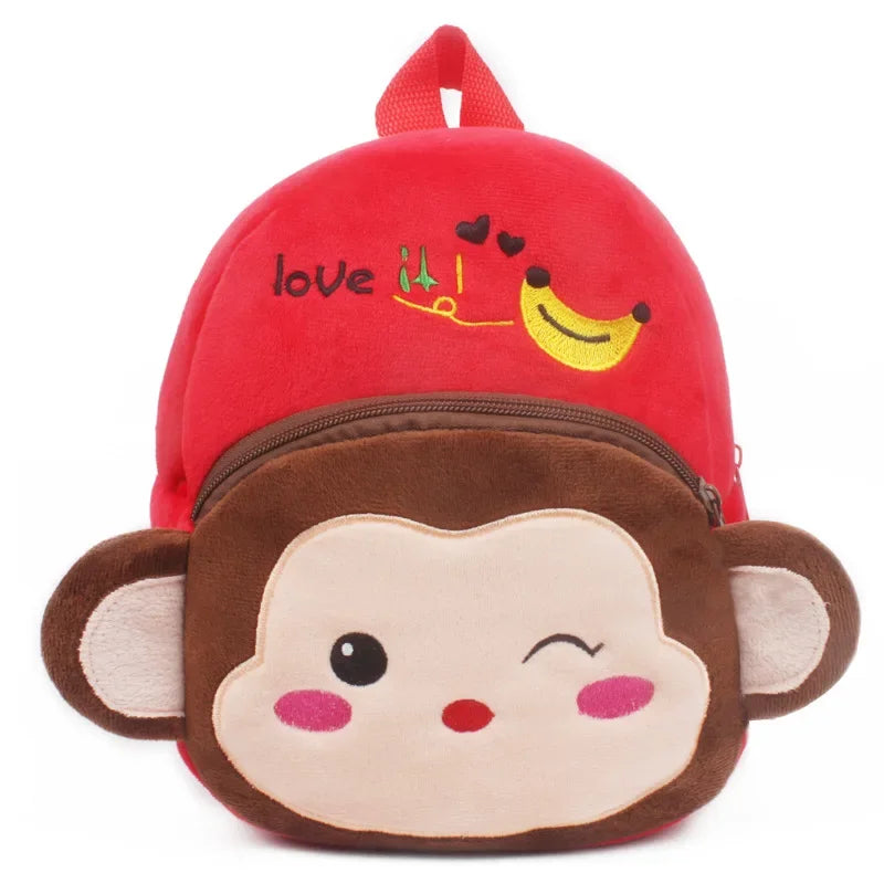 Cute Children School Bags 3D Cartoon Print Plush Kids Backpack Kindergarten Boys Girls Small Schoolbags Mini Backpack Monkey