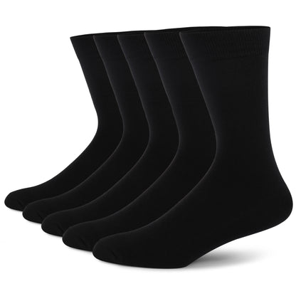 5 Pairs Men's Plus Size Striped Dress Socks – Combed Cotton, Breathable Crew Socks JC113-8 EUR(41-48)