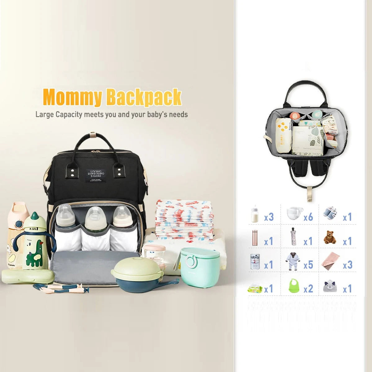 Nappy Backpack Bag Mummy Large Capacity Bag Mom Baby Multi-Function Waterproof Outdoor Travel Diaper Bags