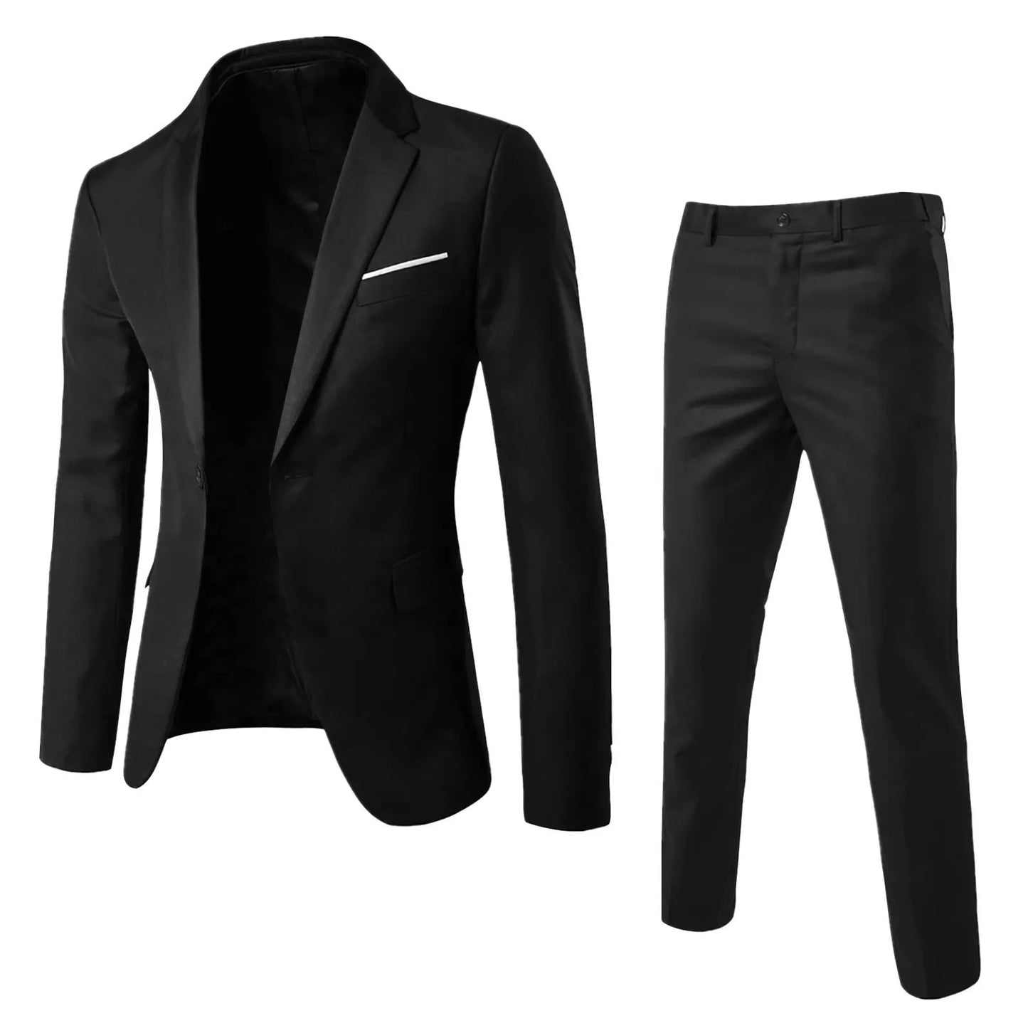 Men's Wedding Suit Elegant Blazer Pant Set Black United States