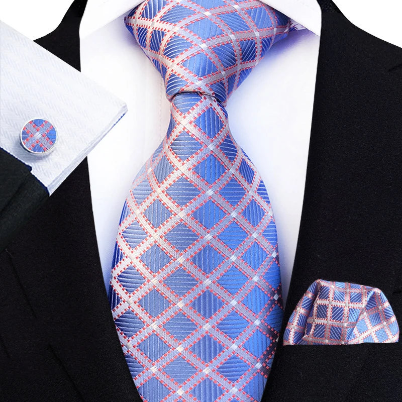 Men’s Paisley Three-Piece Suit Accessories Set – Tie, Square Scarf & Cufflinks TZ-E23