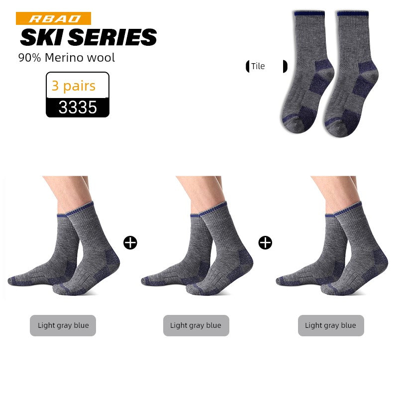 Merino Outdoor Skiing Mountain Climbing Knee Socks Wool Socks 3335 light gray Blue + light gray Blue + light gray Blue (90% Merino Wool) 90% wool M(35-38)