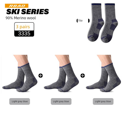 Merino Outdoor Skiing Mountain Climbing Knee Socks Wool Socks 3335 light gray Blue + light gray Blue + light gray Blue (90% Merino Wool) 90% wool M(35-38)