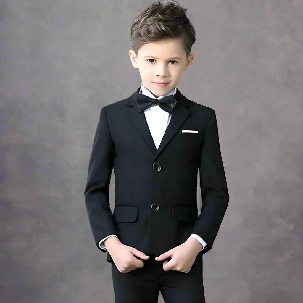 Boys' Formal Suit for Weddings: White Party Blazer, Pants, Baptism Outfit, and Teen Prom Tuxedo Set.