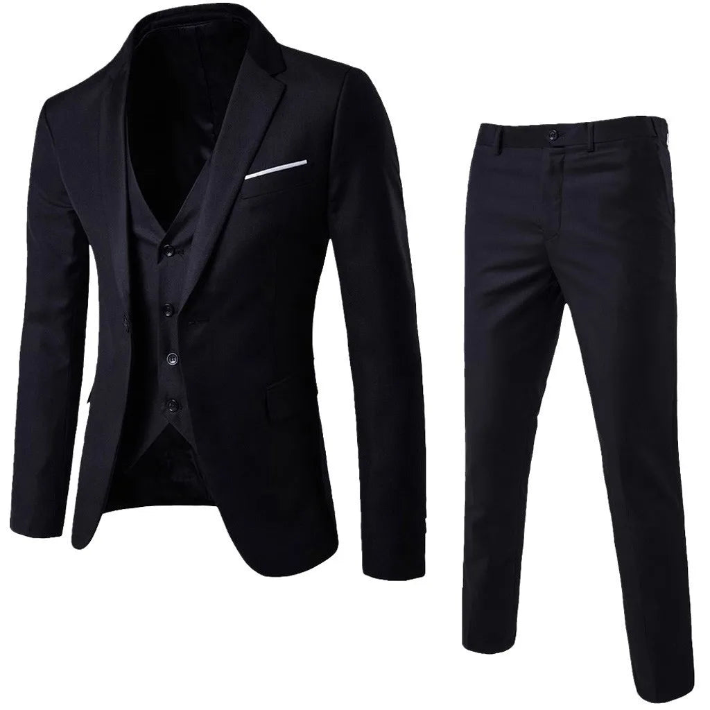 Men's 3-Piece Slim Fit Suit for Weddings and Events.