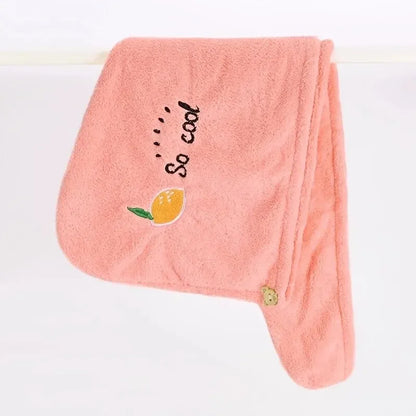 Quick-Dry Hair Towel – Super Absorbent, Soft Coral Fleece Wrap for Women & Girls lemon