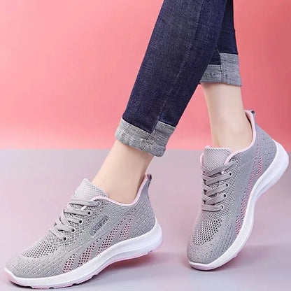 Lightweight Women's Sneakers | Breathable Mesh Air Cushion Shoes | Comfortable Lace-Up Outdoor Training Shoes