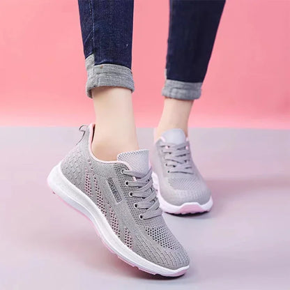 Lightweight Women's Sneakers | Breathable Mesh Air Cushion Shoes | Comfortable Lace-Up Outdoor Training Shoes