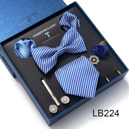 Men's Tie Set Luxury Gift Box Silk Tie Necktie Set 8pcs Inside Packing Festive Present Cravat Pocket Squares Holiday Gift Men LB224