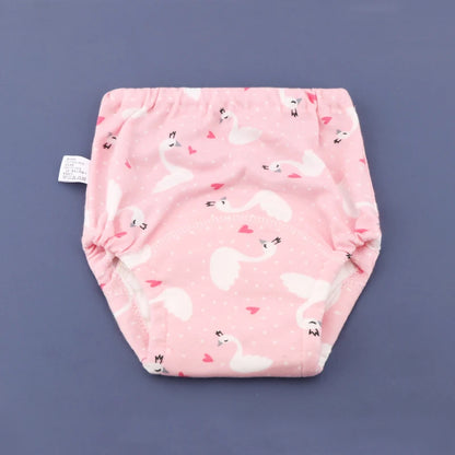 Reusable Waterproof Baby Training Pants - Soft Cotton for Gentle Potty Training Pink Swan