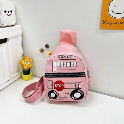 Cute Cartoon Car Children's Chest Bag Little Boy Handsome Messenger Bags Baby Go Out Backpack Trendy Girls Baby Kids Waist Bag Pink