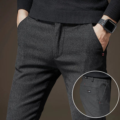 Plus Fleece Thicken Men's Casual Sport Pants Streetwear Fashion Autumn Winter New Male Clothing New Solid Full Straight Trousers YB38 Grey Thin