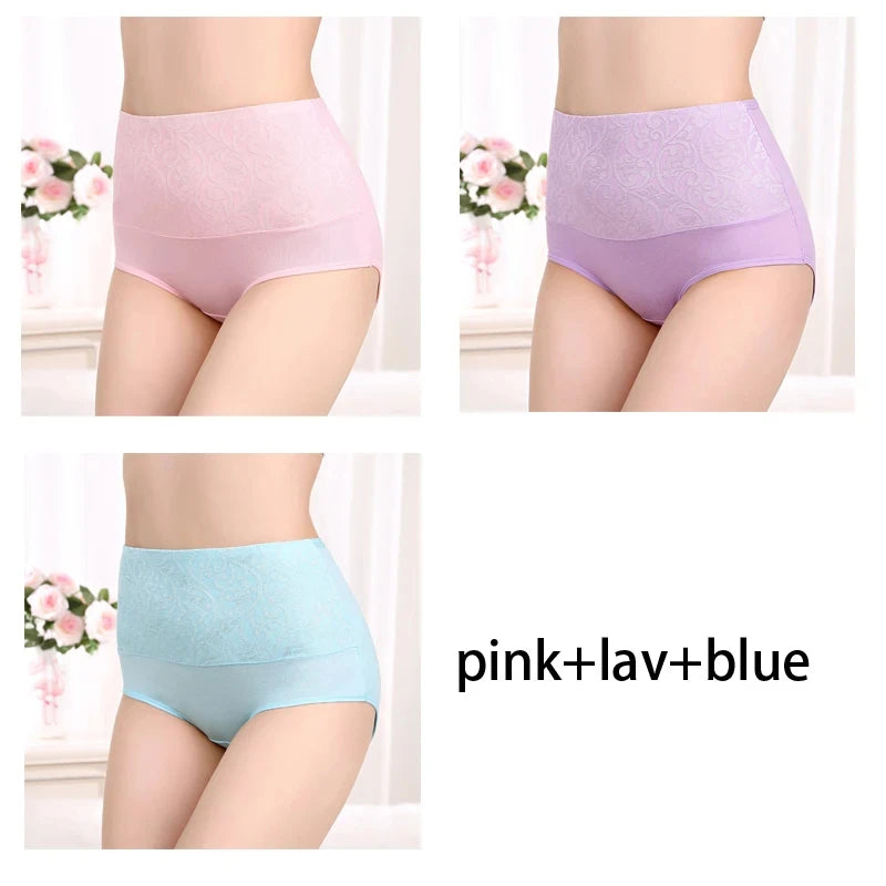 L-5XL Female Underwear Postpartum Recovery Briefs for Ladies High Waist Panties for Women Sexy Lingeries Plus Size 3Pcs/Lot NK81-PK-BL-LAV